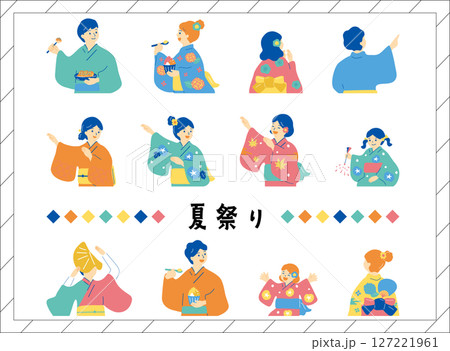 夏祭りを楽しむ人達	 127221961