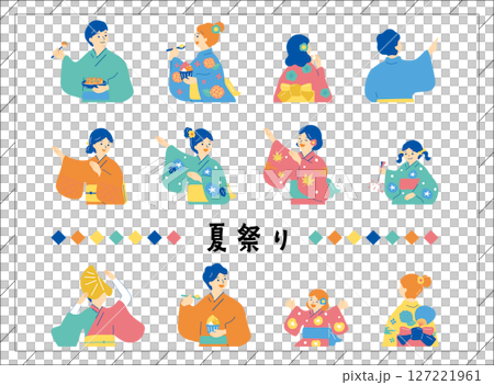 夏祭りを楽しむ人達	 127221961