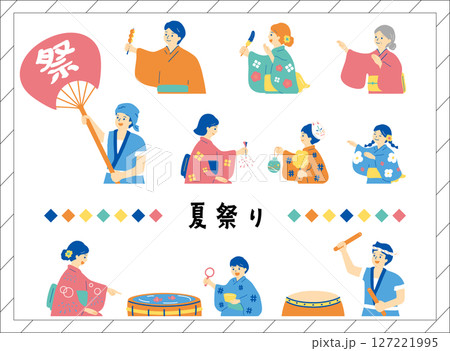 夏祭りを楽しむ人達 127221995