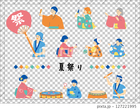 夏祭りを楽しむ人達 127221995