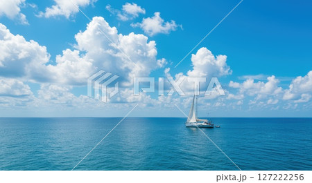 夏の海と入道雲の風景 夏の海と入道雲の風景 127222256