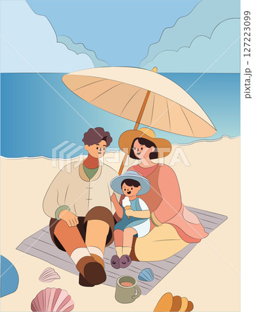 Happy Family on Beach Vacation Summer Travel Happy Family on Beach Vacation Summer Travel 127223099