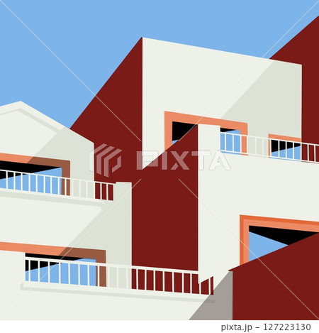 Abstract Modern Interior with Geometric Shapes and Hanging Spheres Abstract Modern Interior with Geometric Shapes and Hanging Spheres 127223130