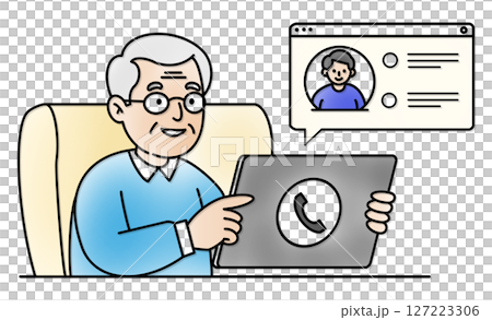 Elderly people video calling, online conversation Elderly people video calling, online conversation 127223306