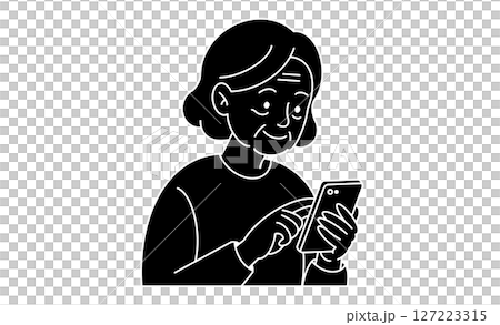 老年人享受使用智慧型手機、老年人和科技的場景 127223315