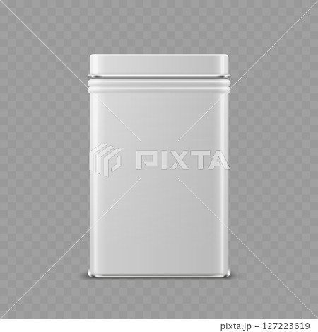 Blank White Rectangular Tin Box Mockup - Food Container. Vector Blank White Rectangular Tin Box Mockup - Food Container. Vector 127223619