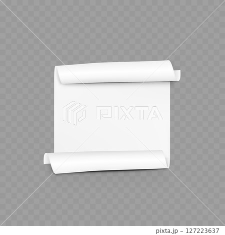 Blank White Paper Scroll Mockup - Modern Document Template. Vector 127223637
