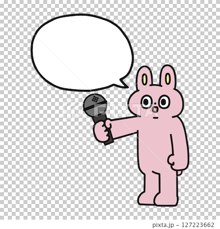 インタビューをするゆかいなウサギと吹き出し 127223662