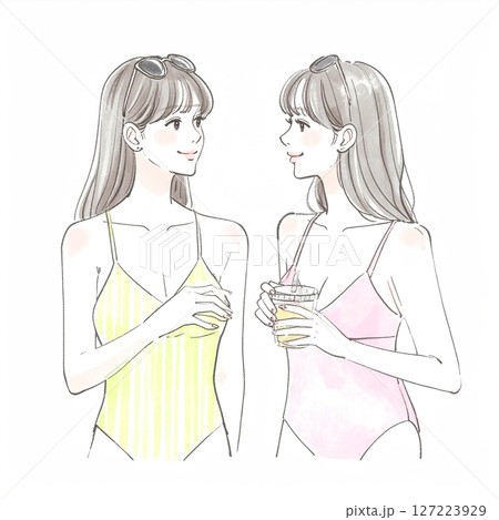 水着の女性・女の子のイラスト素材 127223929