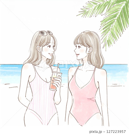 水着の女性・女の子のイラスト素材 127223957