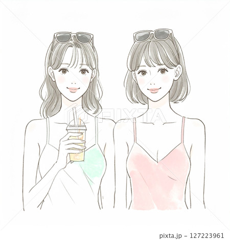 水着の女性・女の子のイラスト素材 127223961