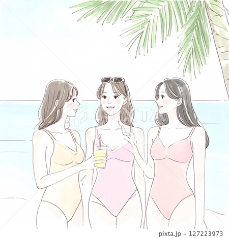 水着の女性・女の子のイラスト素材 127223973