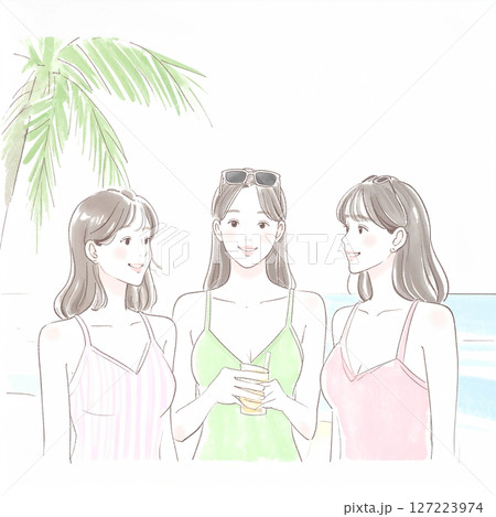 水着の女性・女の子のイラスト素材 127223974