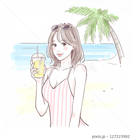 水着の女性・女の子のイラスト素材 127223992