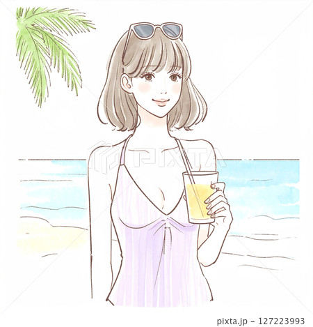 水着の女性・女の子のイラスト素材 127223993