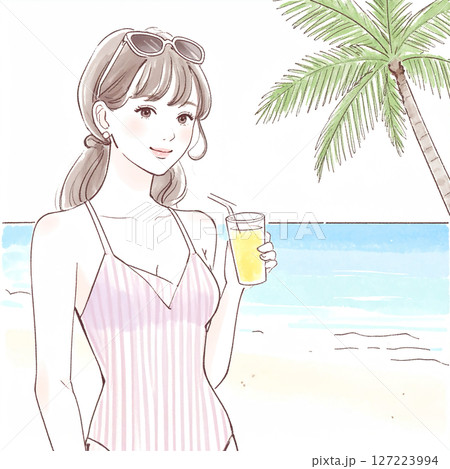 水着の女性・女の子のイラスト素材 127223994