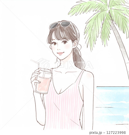 水着の女性・女の子のイラスト素材 127223998