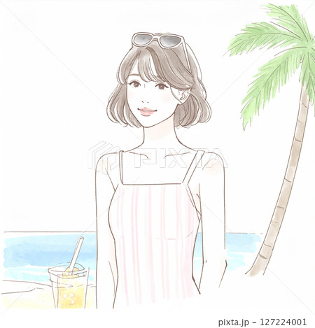 水着の女性・女の子のイラスト素材 127224001