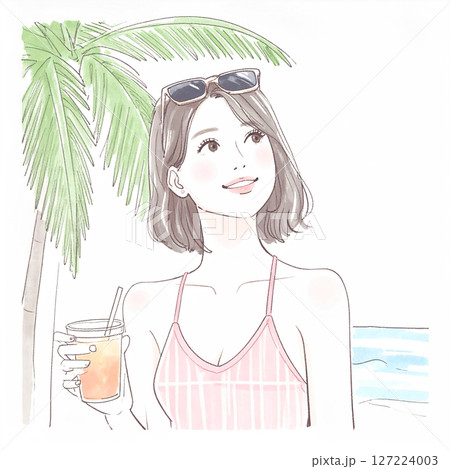 水着の女性・女の子のイラスト素材 水着の女性・女の子のイラスト素材 127224003