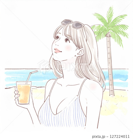 水着の女性・女の子のイラスト素材 127224011