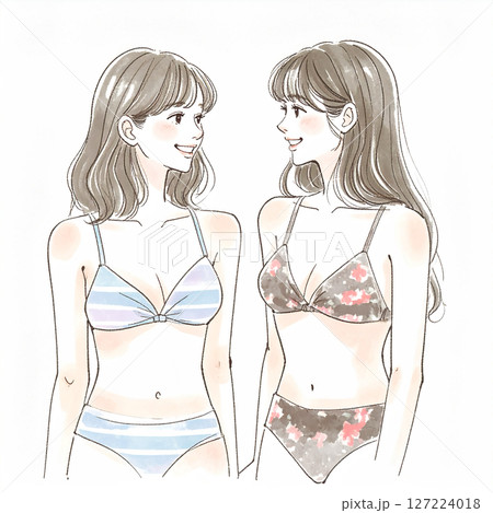 水着の女性・女の子のイラスト素材 水着の女性・女の子のイラスト素材 127224018