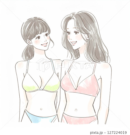 水着の女性・女の子のイラスト素材 水着の女性・女の子のイラスト素材 127224019