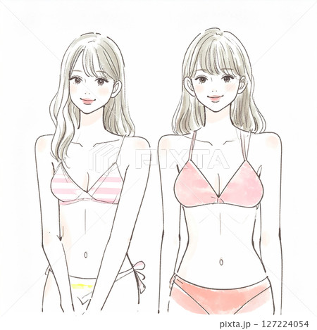 水着の女性・女の子のイラスト素材 水着の女性・女の子のイラスト素材 127224054