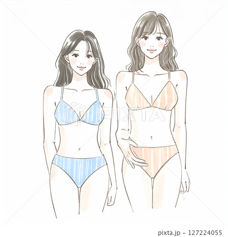 水着の女性・女の子のイラスト素材 127224055