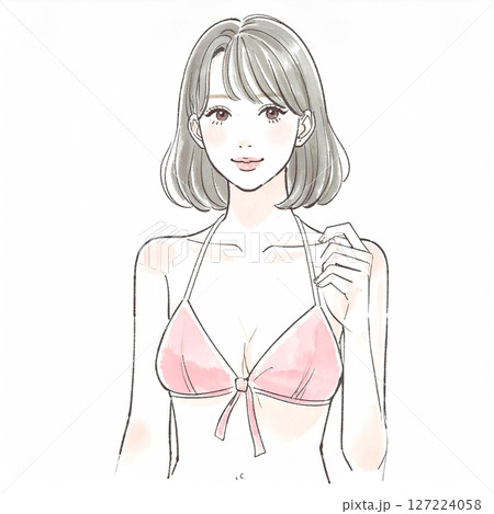 水着の女性・女の子のイラスト素材 127224058