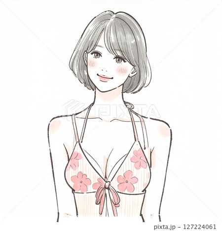 水着の女性・女の子のイラスト素材 127224061