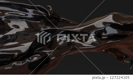 The Black  liquid splash for Abstract Background image 3d Rendering. 127224105