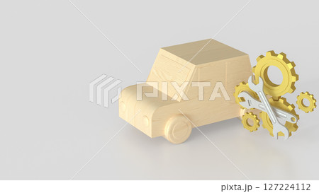 The Wood car and Gear for  fix or repair concept 3d Rendering. 127224112