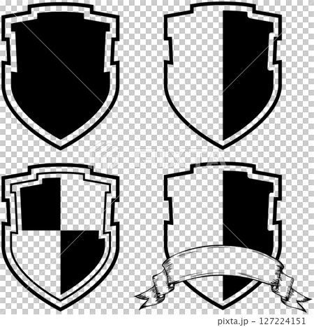 セキュリティをイメージした緑の盾鍵ありのベクターイラストセット 127224151