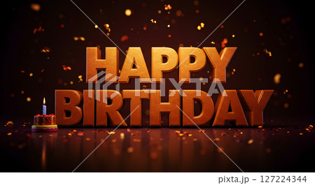 Colorful Birthday Celebration with Cakes, Candles, Balloons, and Decorations 127224344