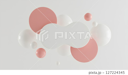 Abstract Pink and White Spheres in a Modern Art Composition 127224345