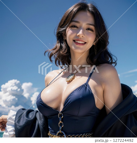 青空を眺める女性 青空を眺める女性 127224492