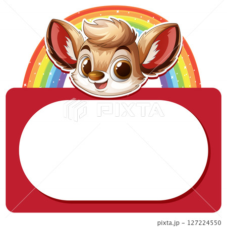 Cute Animal with Rainbow Frame 127224550