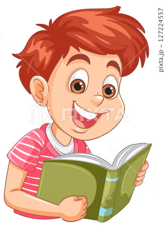 Happy Boy Reading a Book Happy Boy Reading a Book 127224557