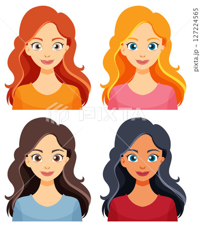 Diverse Women with Long Hair 127224565