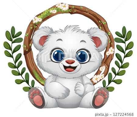 Cute Bear with Floral Wreath Cute Bear with Floral Wreath 127224568