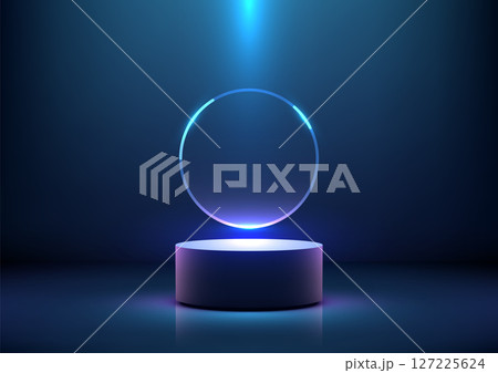 futuristic blue neon ring on dark background, glowing 3d circular pedestal, technology concept, product display mockup, sci fi showcase futuristic blue neon ring on dark background, glowing 3d circular pedestal, technology concept, product display mockup, sci fi showcase 127225624