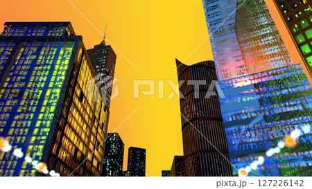 夕景の摩天楼（動画もあります） 127226142