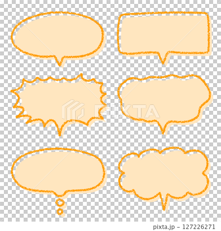 クレヨン素材　手描きのふきだしセット 127226271