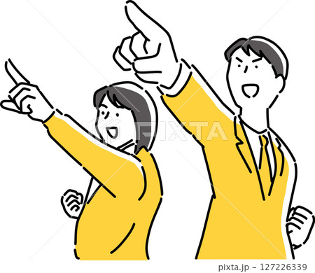 力強く指差す男女の会社員 127226339