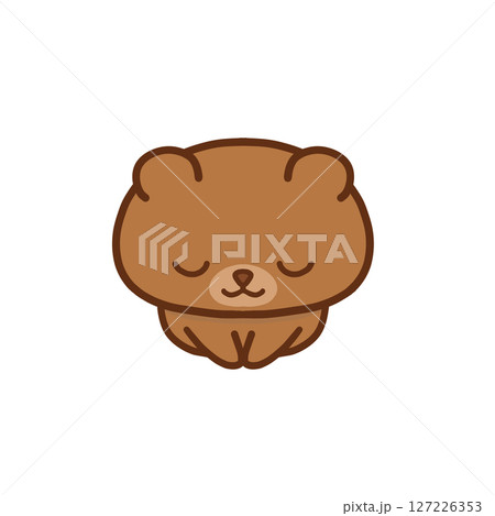 座ってお辞儀をするクマ 127226353