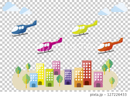 建築物、直升機、樹木、雲圖標集 127226433
