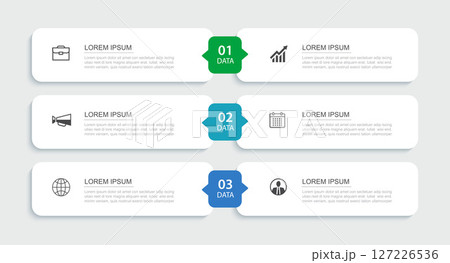 3 data infographics rectangle tab index template. Illustration business abstract background. 3 data infographics rectangle tab index template. Illustration business abstract background. 127226536