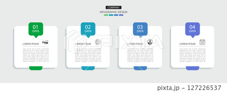 4 data infographics square tab index template. Illustration business abstract background. 127226537