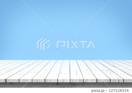 empty wooden table top isolated on white background, used for display or montage your products 127226554