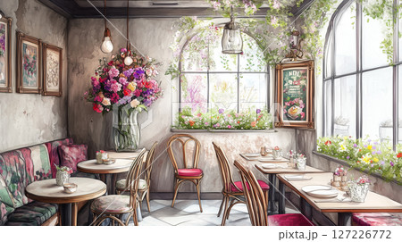 おしゃれなカフェテリアの水彩画(Generative AI) おしゃれなカフェテリアの水彩画(Generative AI) 127226772
